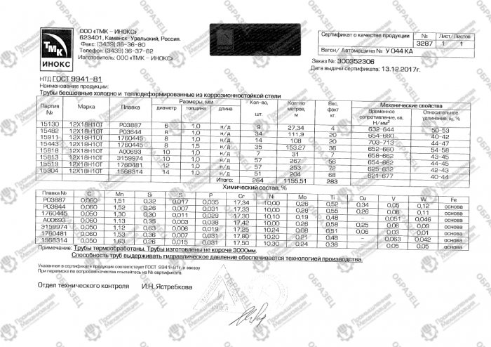 Труба 12х18н10т ГОСТ 9941-81